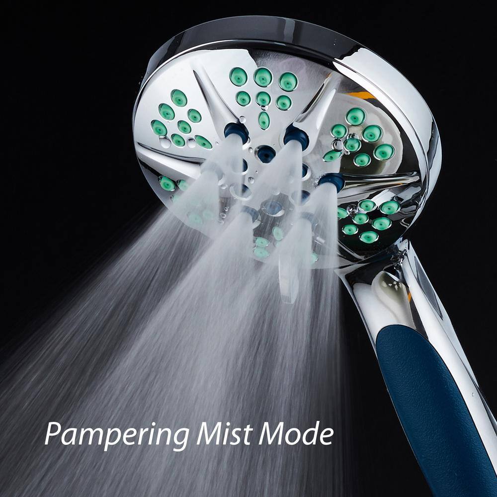 Hotel Spa Antimicrobial 6-Spray 4.3 in. High Pressure Single Wall Mount Handheld Adjustable Shower Head in Chrome 6732