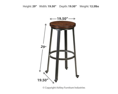 Signature Design by Ashley 29 Challiman Industrial Bar Height Barstool， Set of 2， Brown