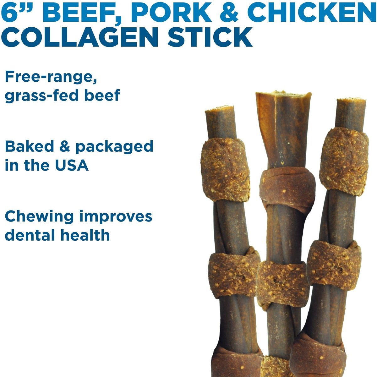 Best Bully Sticks 6-in Beef Pork and Chicken Collagen Kabobs Dog Treats， 6 count