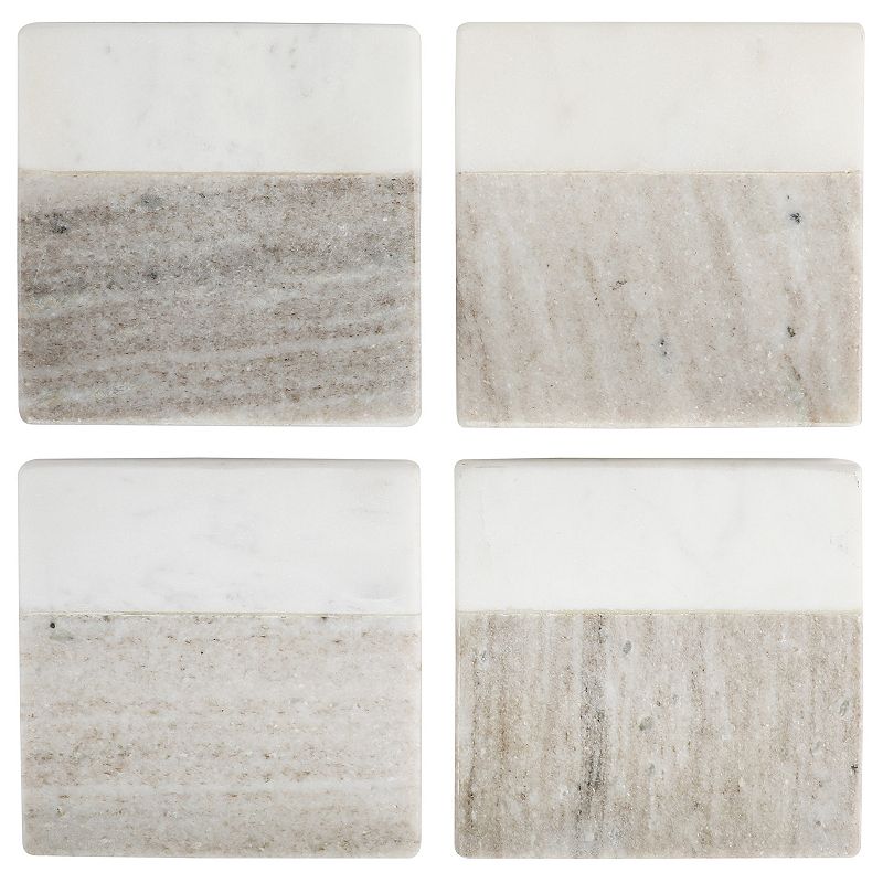 Laurie Gates Duo-Tone Four Piece Square Marble Coaster Set