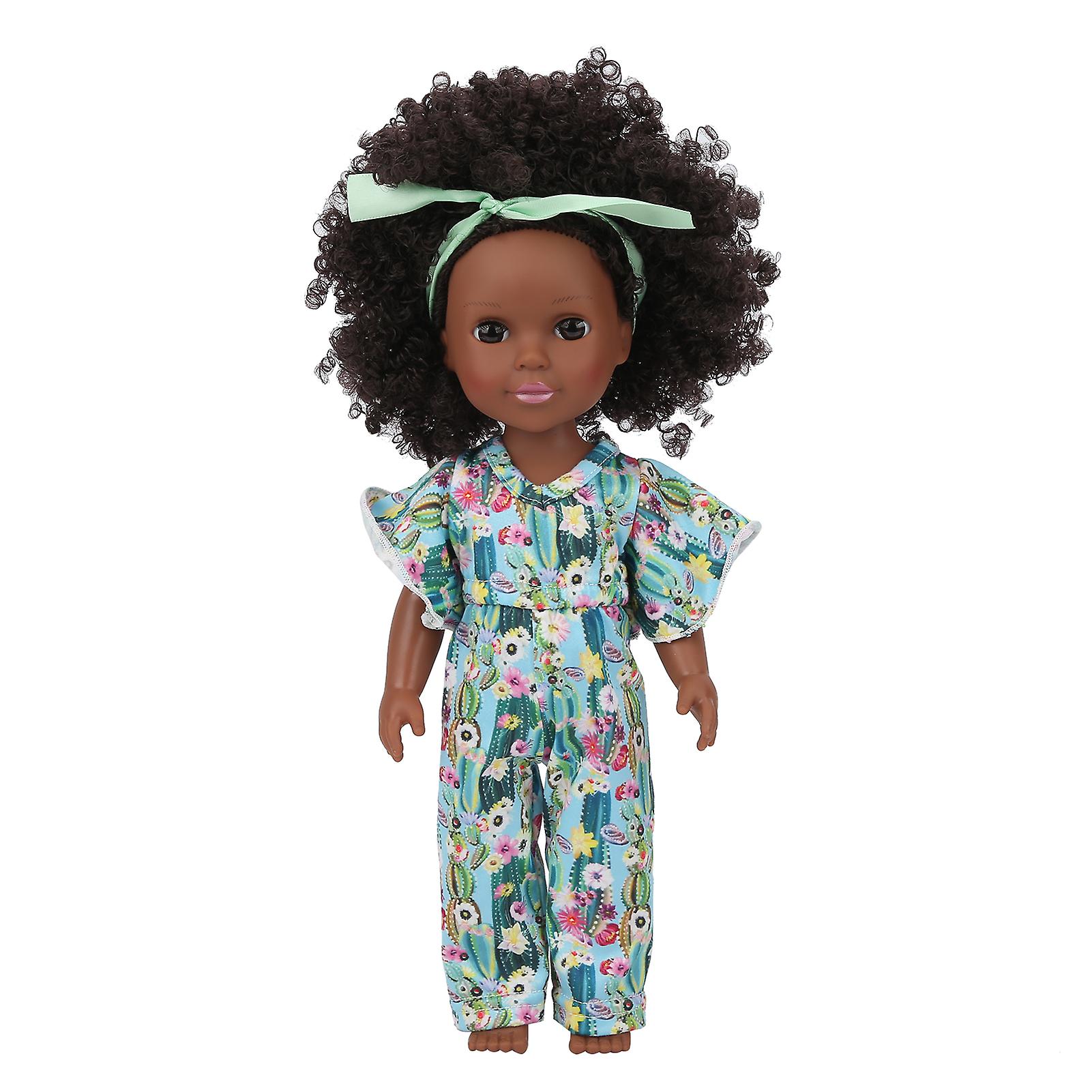 Black Skin Curly Hair Simulation African Girl Baby Doll Kid Role Play Doll Toy Giftq14113 Colorful Clothes