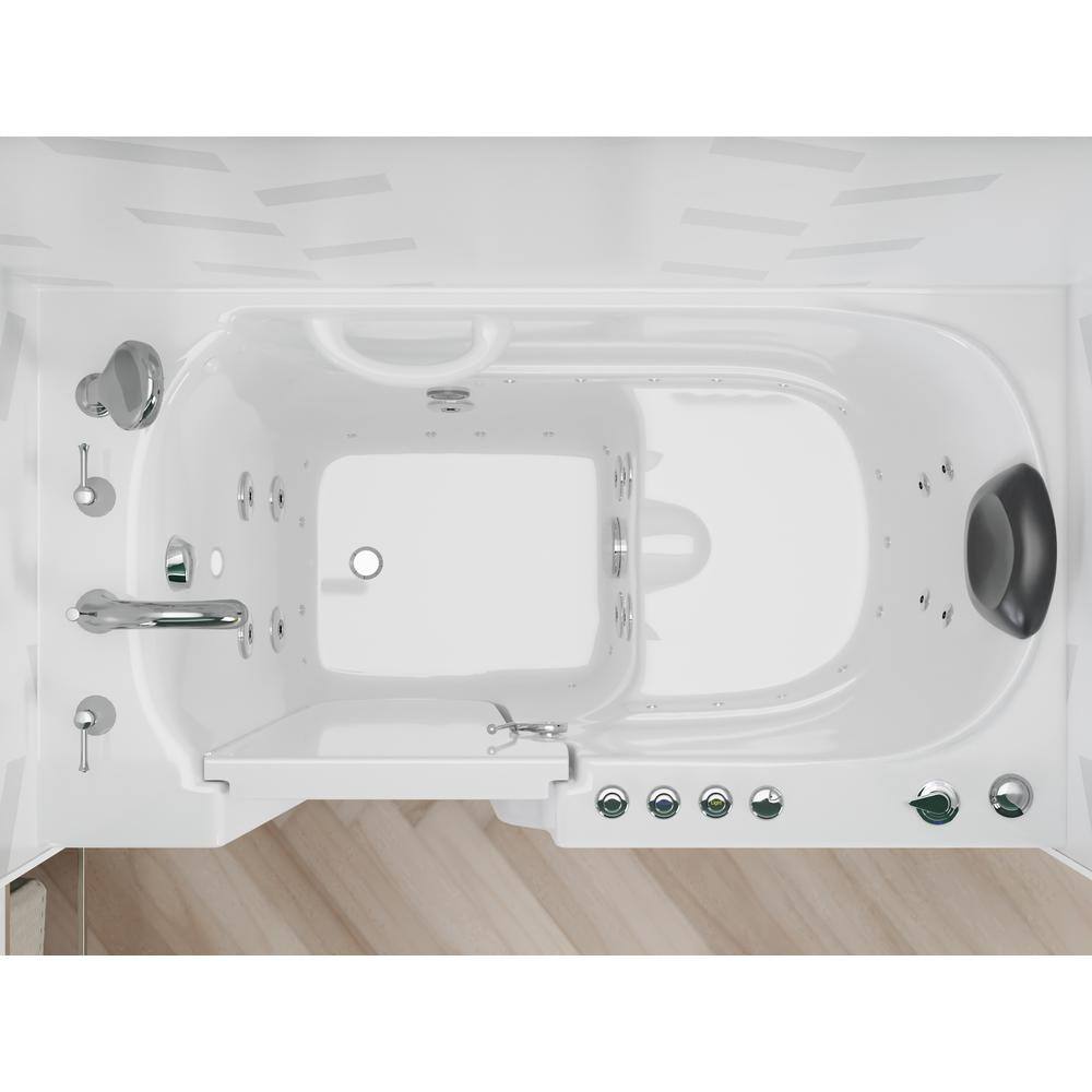 Universal Tubs HD Series 52 in. Left Drain Quick Fill Walk-In Whirlpool and Air Bath Tub with Powered Fast Drain in White HD2952LWD