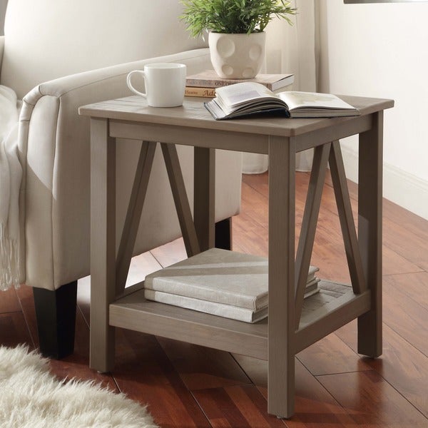 Linon Elaine Driftwood End Table