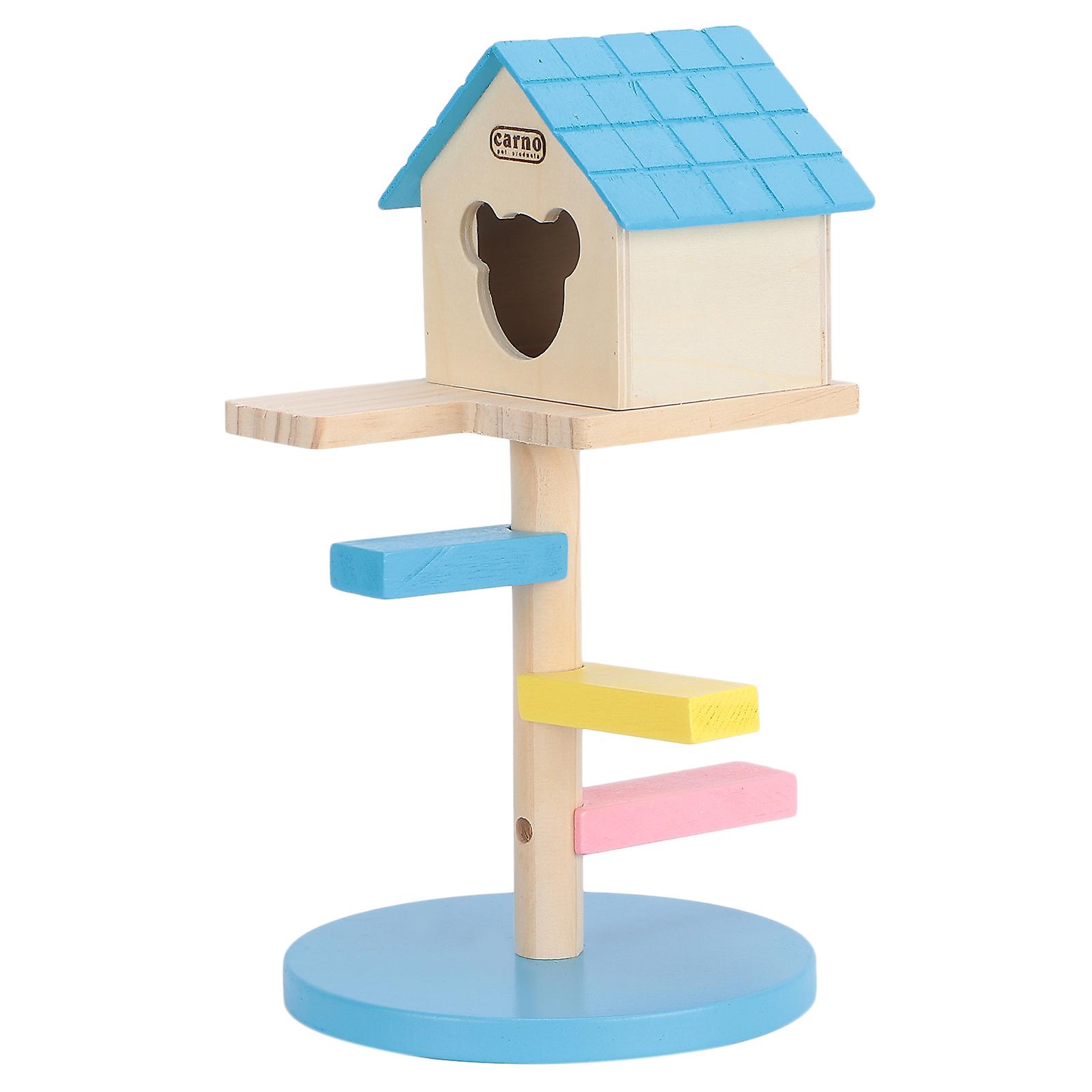 Hamster Loft Toy Wooden Durable Odorless Hamster House Climbing Ladders Small Castle For Little Petsblue