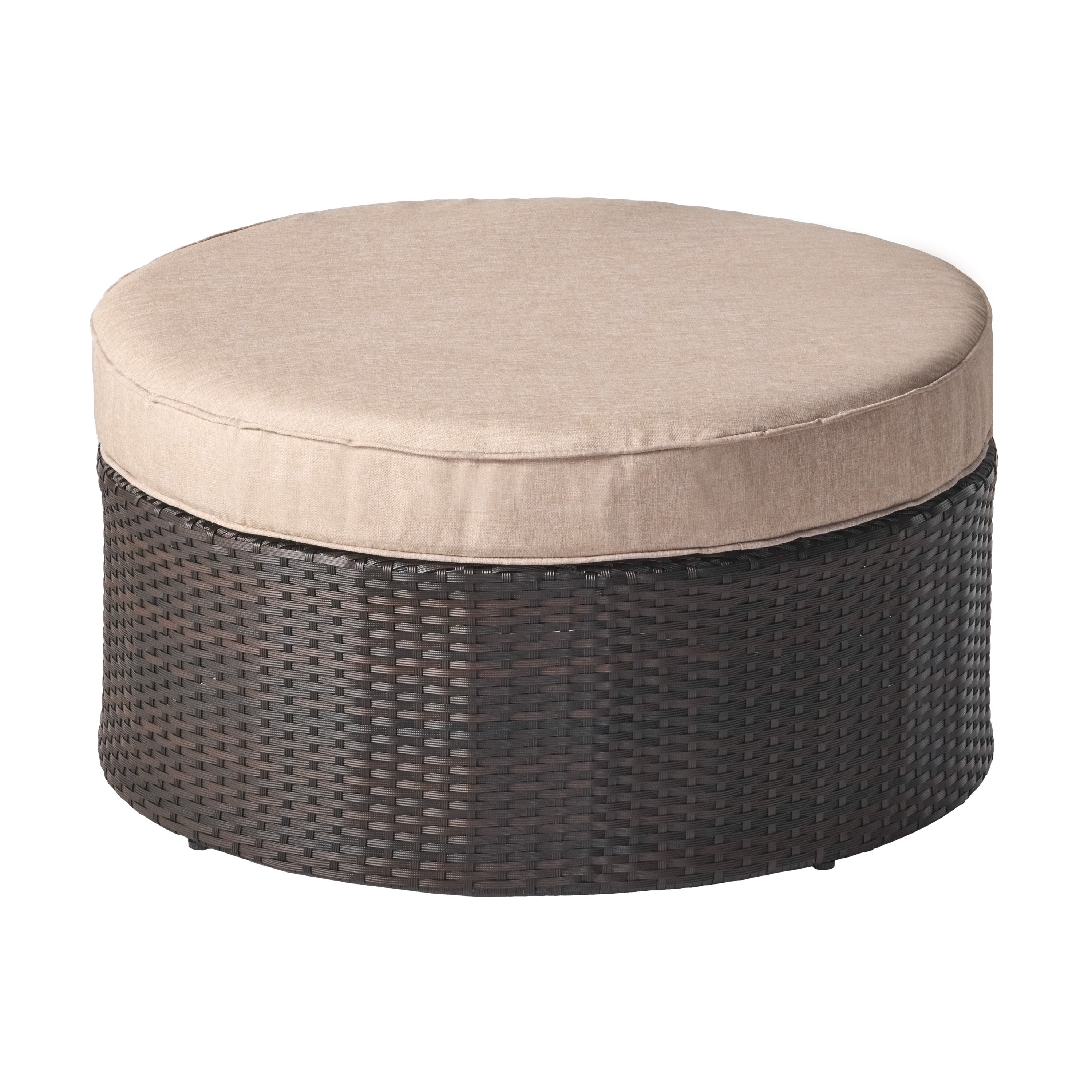 Boden Outdoor Wicker Ottoman with Cushion