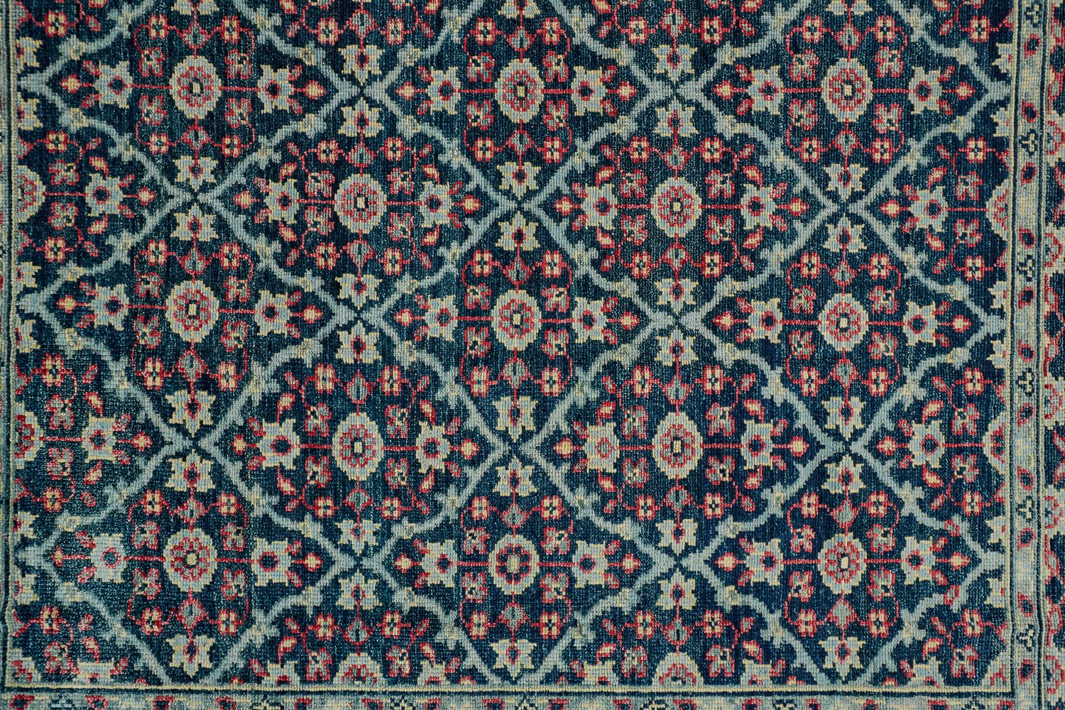 Bashyr Hand Knotted Teal and Red Rug by BD Fine