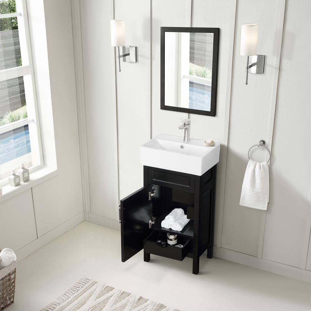 Home Decorators Collection Arvesen 18 in. W x 12.20 in. D x 34.50 in. H Bath Vanity in Espresso with White Ceramic Top Arvesen 18E