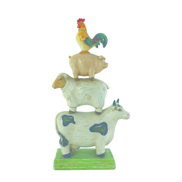 Transpac Resin 11 25 In Multicolor Spring Stacked Farm Animal Fig