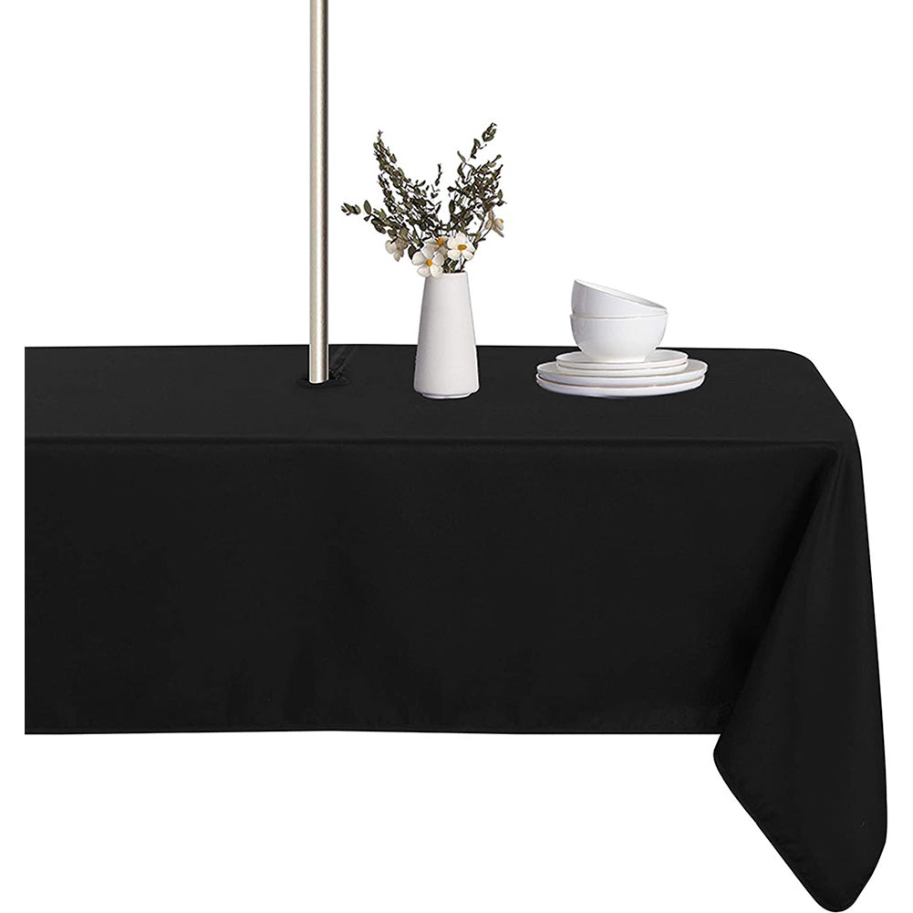 Outdoor And Indoor Tablecloth - Washable Waterproof Wrinkle Free Table Cloth With Zipper And Umbrella Hole For Spring/Summer/Party/Picnic/Bbqs/Patio (Square 60X60 Inch, Black)