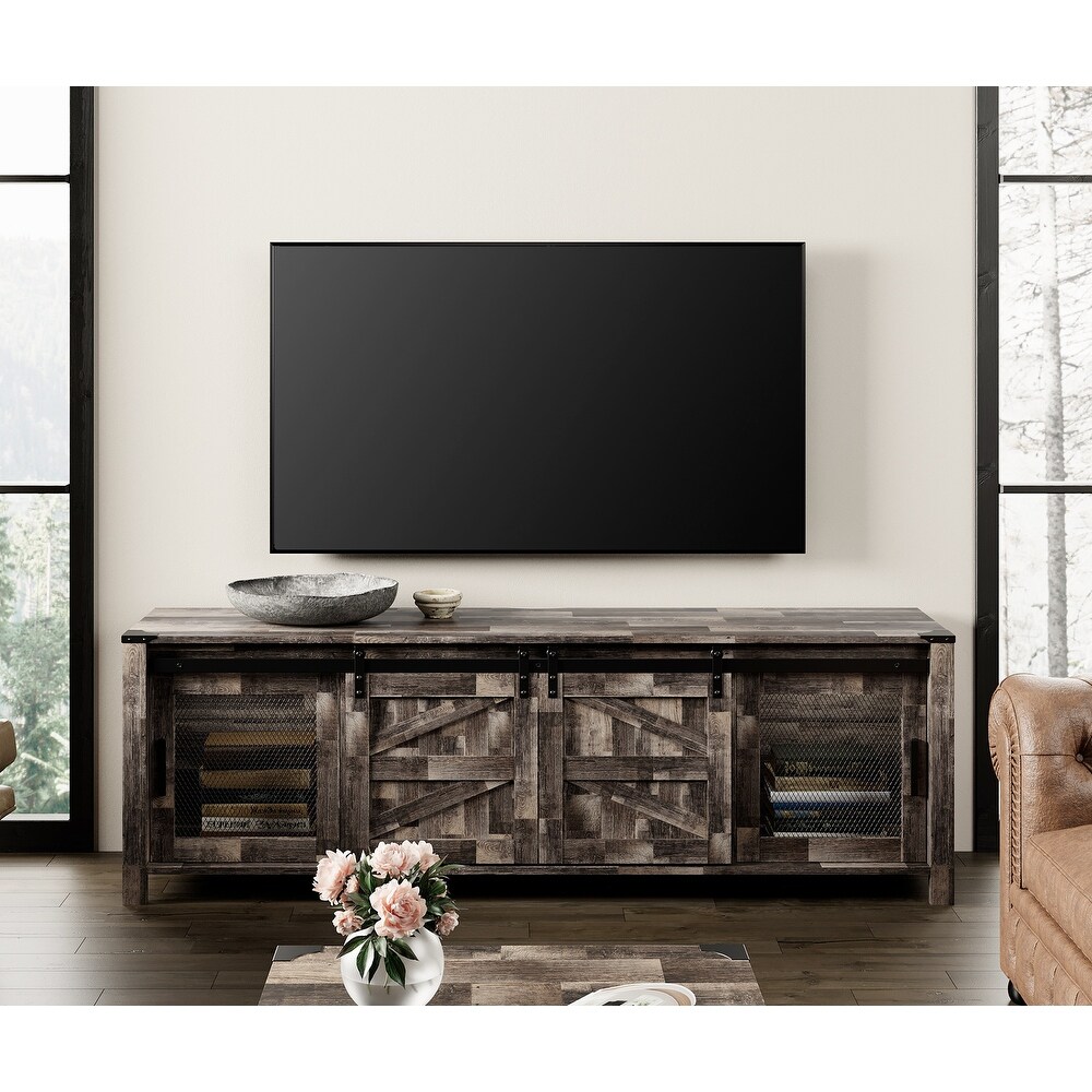 Sliding Barn Door TV Stand Cabinet  Entertainment Center for 75\