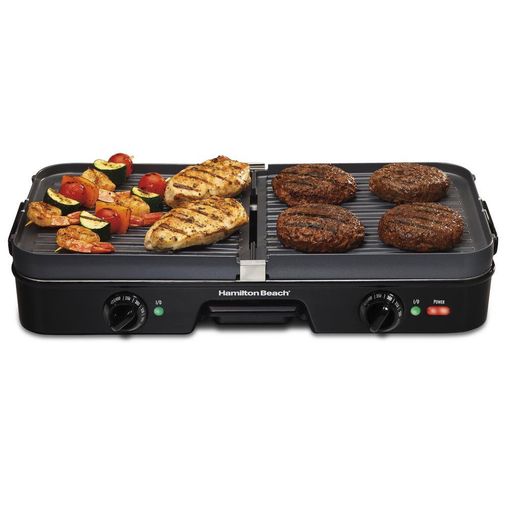 Hamilton Beach 3 in 1 180 sq. in. Black Indoor Grill with Removable Grids 38546