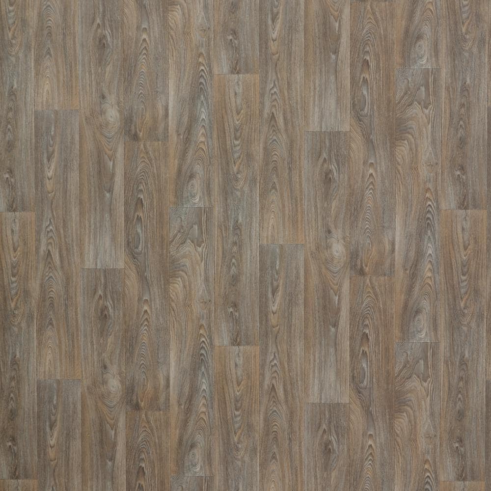 TrafficMaster Scorched Walnut Grey Wood 10 MIL x 12 ft. W x Cut to Length Waterproof Vinyl Sheet Flooring C9450407C895P14