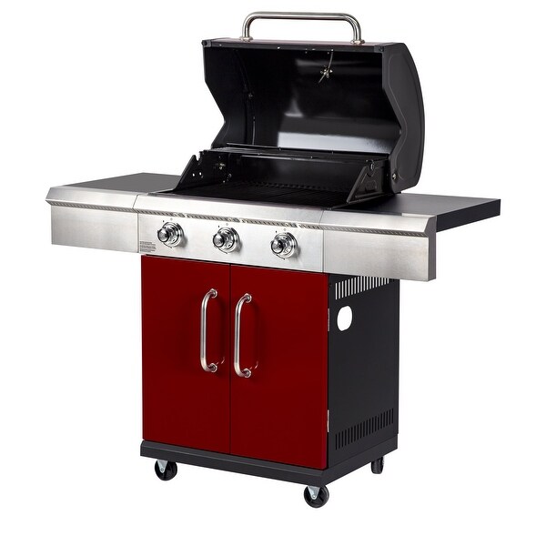 3 Burner Red Propane Gas Grill