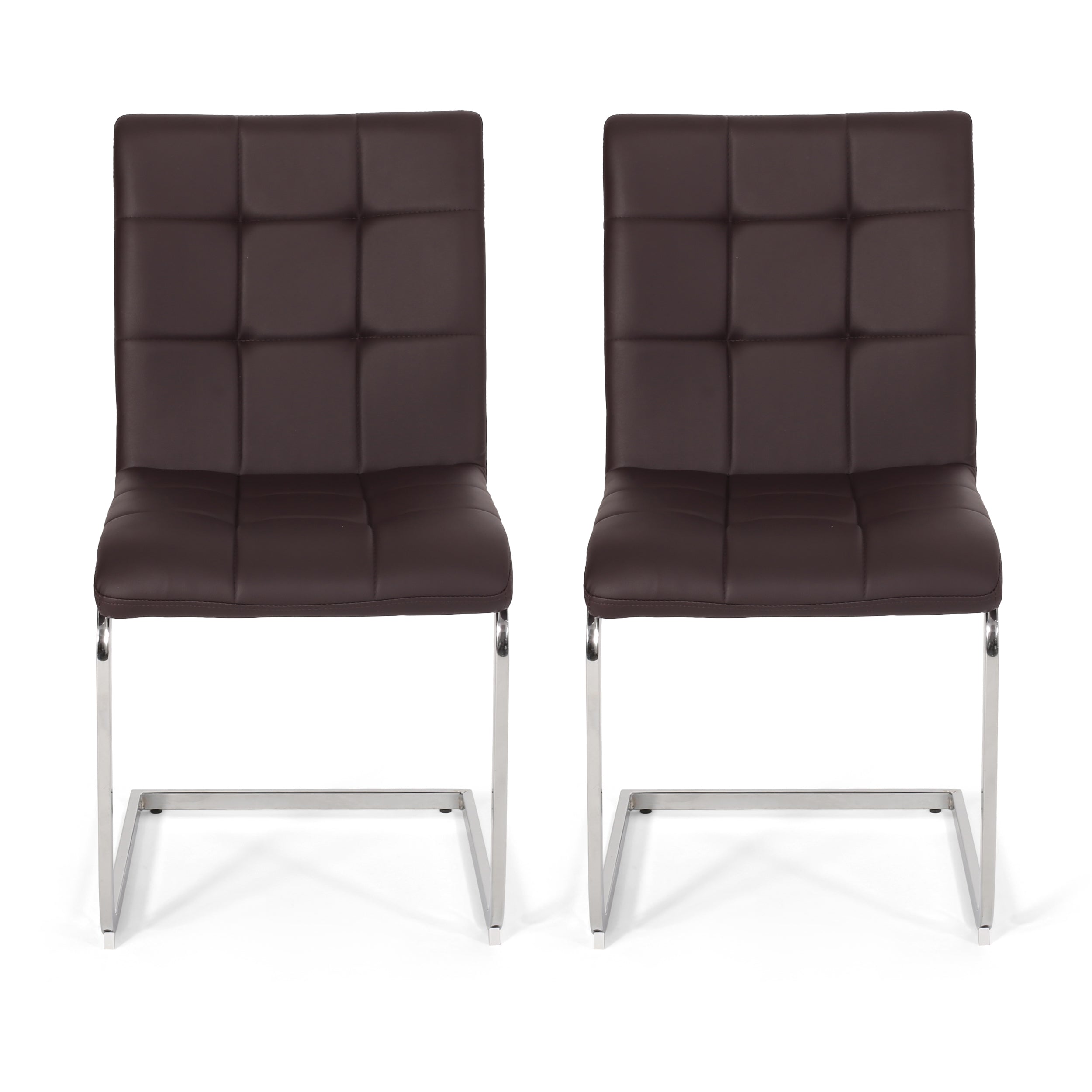 Benner Modern Upholstered Waffle Stitch Dining Chairs, Set of 2