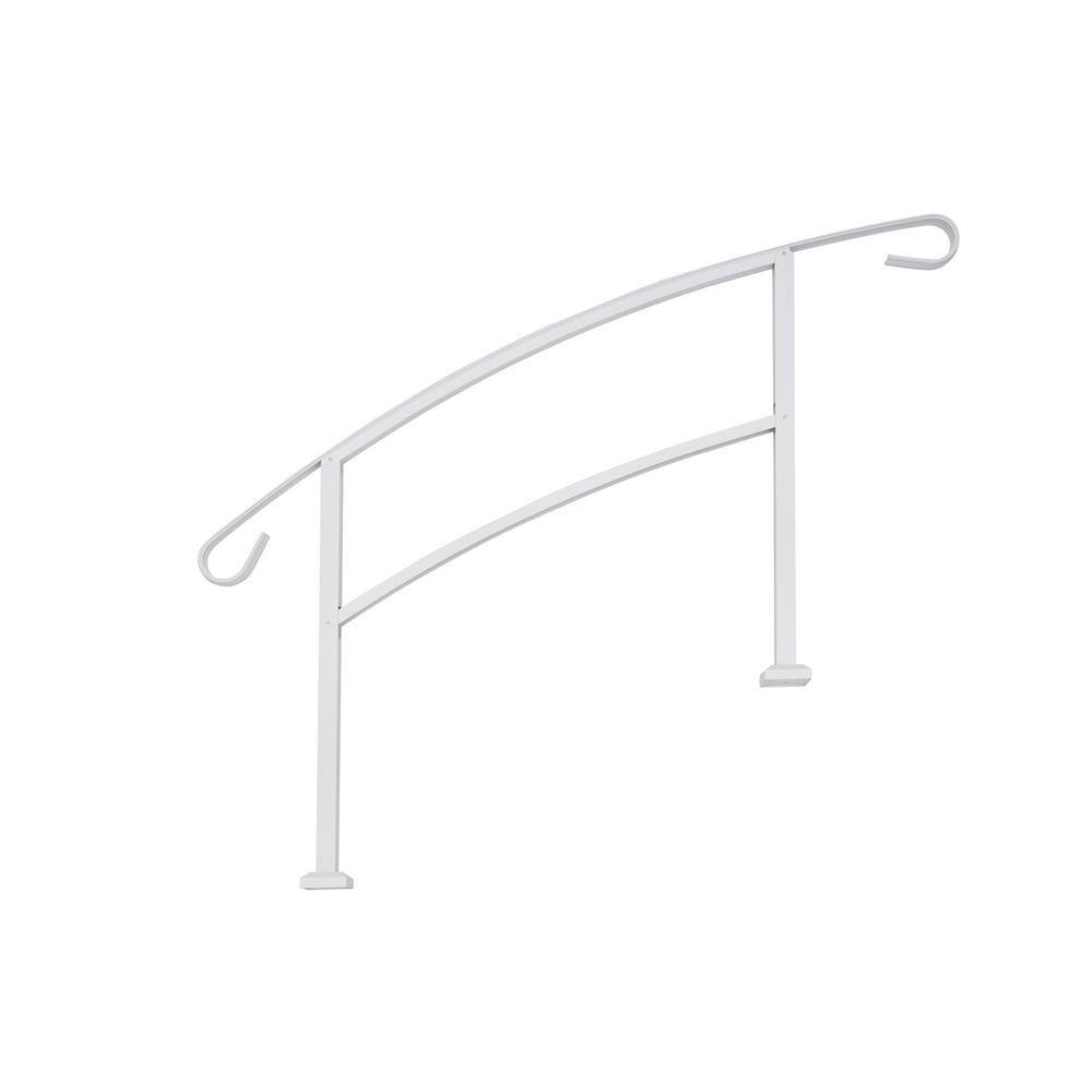 US Door and Fence Aluminum Handrail for 4 Steps White HRFS4WHT