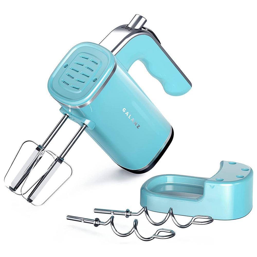 Galanz 5 Speed 150-Watts Retro Hand Mixer with Storage Base in Bebop Blue 985120366M