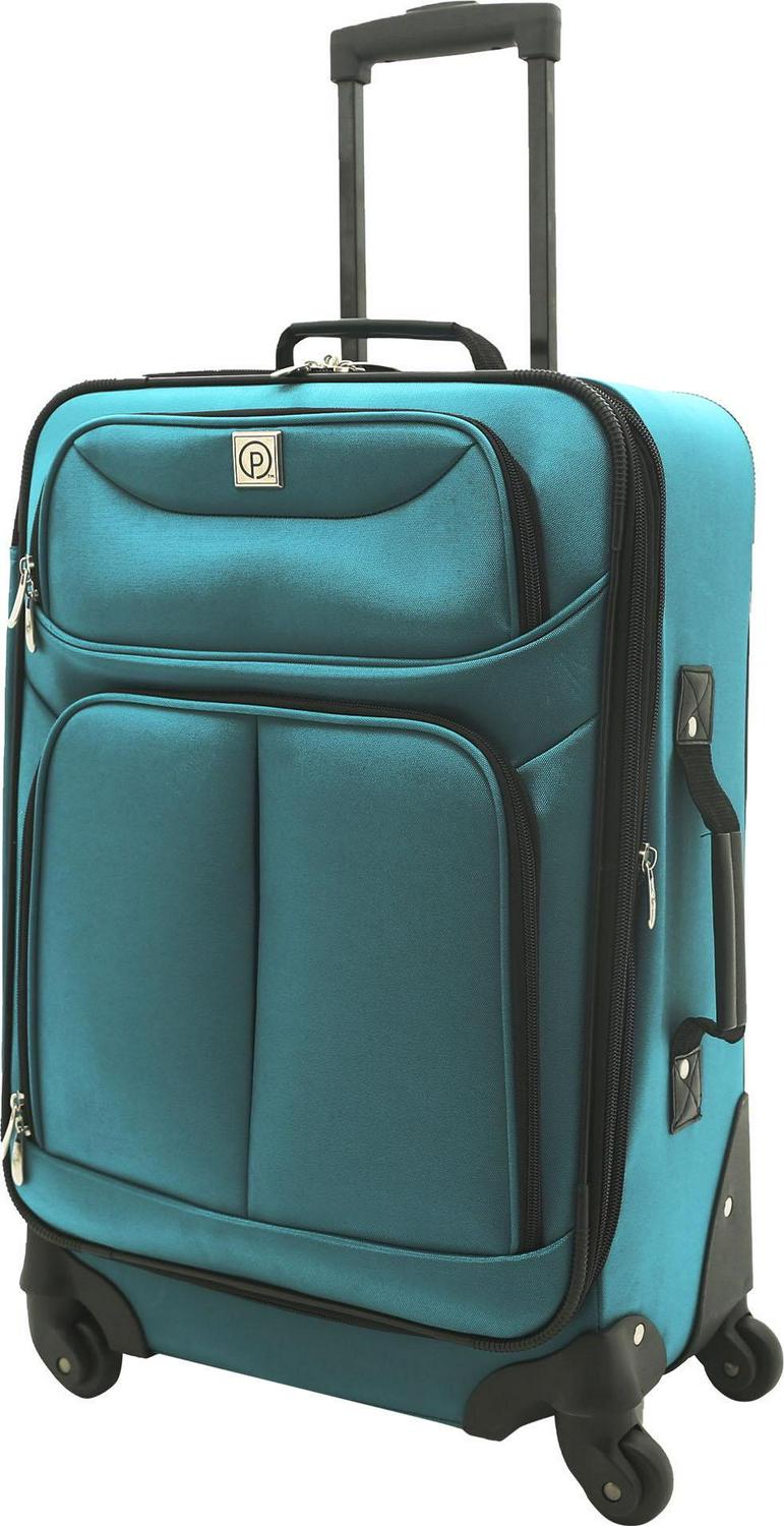 Protege 2 Pc Softside Spinner Luggage Set， 21 and 25 Checked， Teal