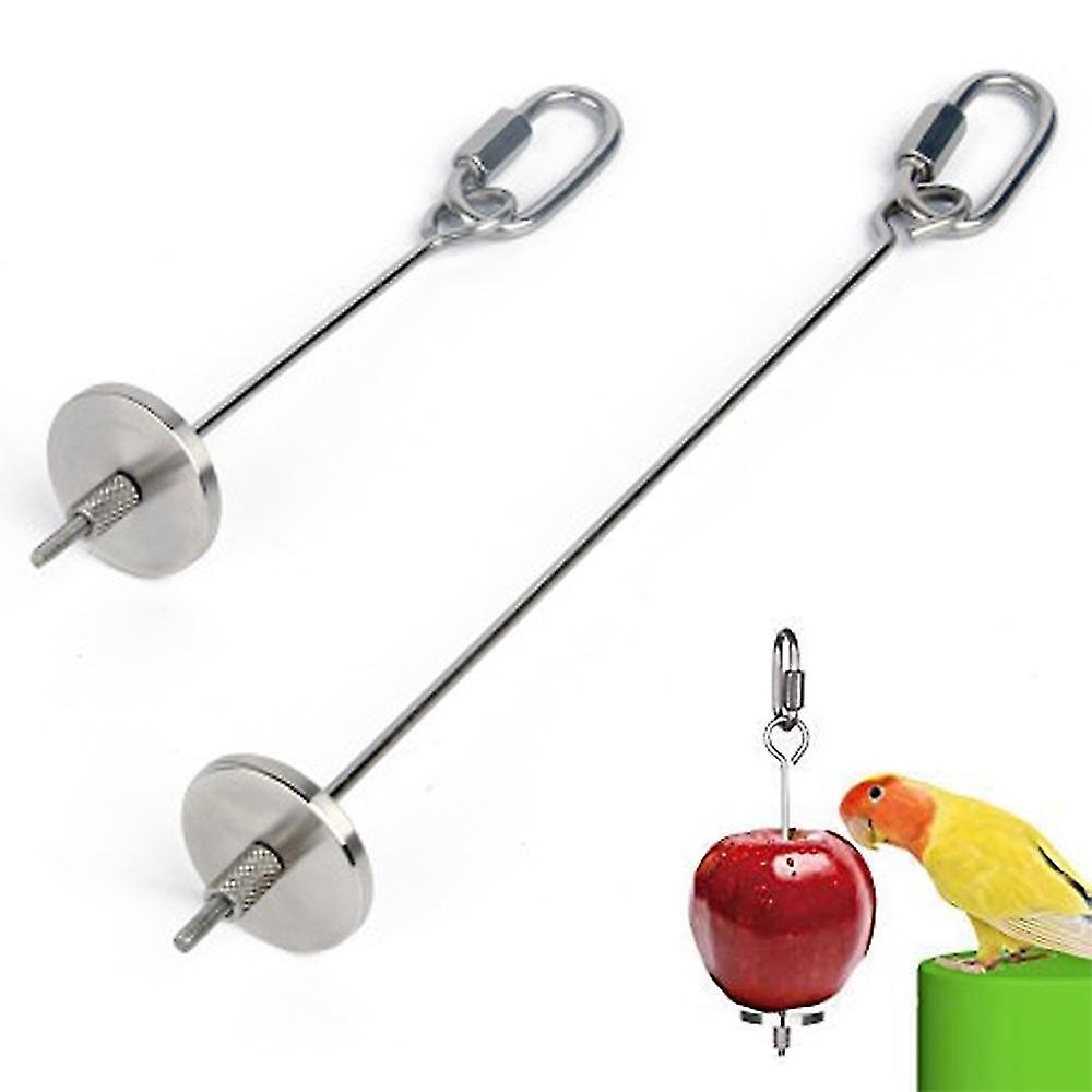 Bird Food Holder， Bird Feeders， Stainless Steel Parrot Fruit Vegetable Stick Holder， Foraging Toy， Bird Treat Skewer