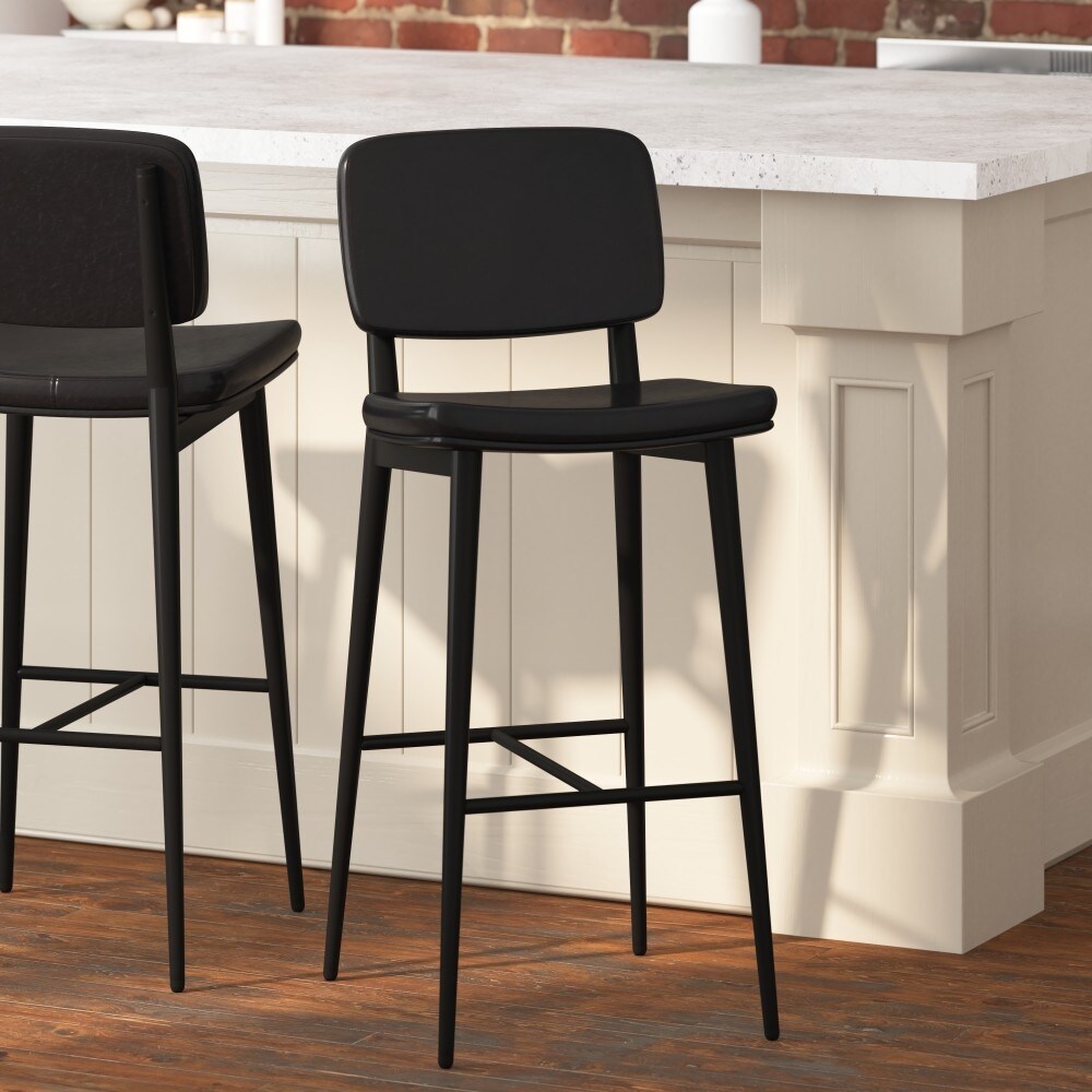 Set of 2 Upholstered Bar Stools with Metal Frames