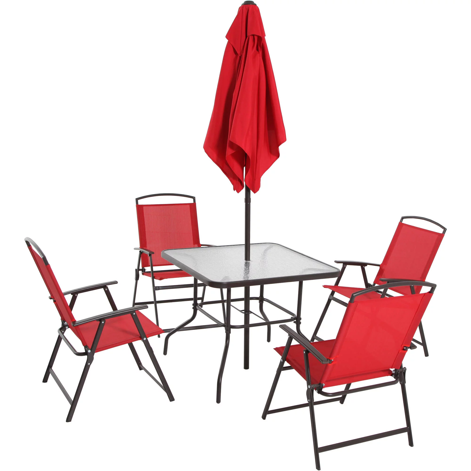 Mainstays Albany Lane 6 Piece Outdoor Patio Dining Set， Red💝 Last Day For Clearance