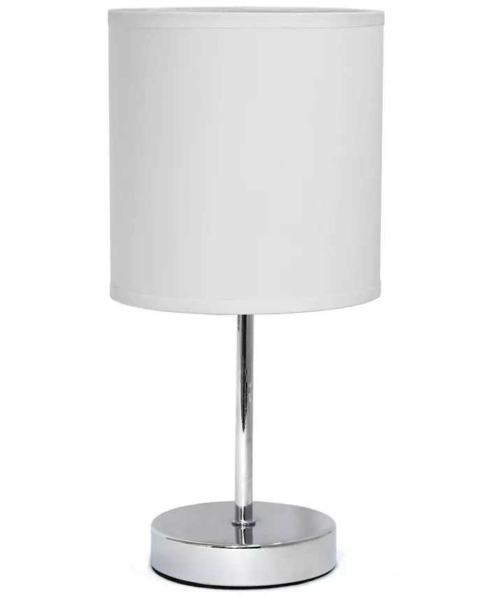 All The Rages Simple Designs Chrome Mini Basic Table Lamp with Fabric Shade