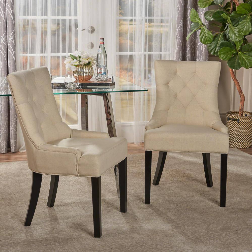 Noble House Hayden Beige Upholstered Dining Chairs (Set of 2) 3690