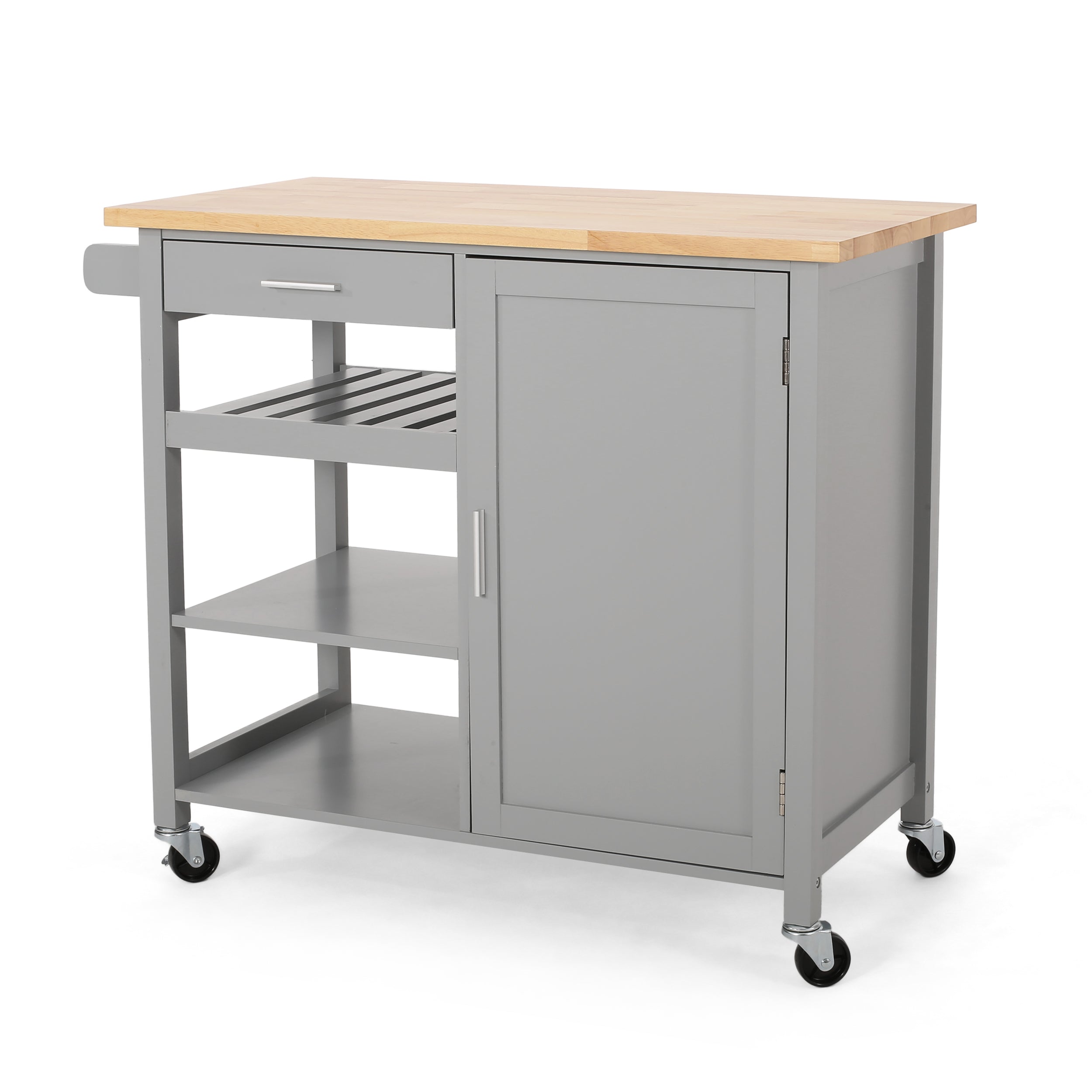 Carmelina Contemporary Kitchen Cart with Wheels