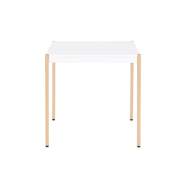 End Table Sofa Table in White and Gold Finish