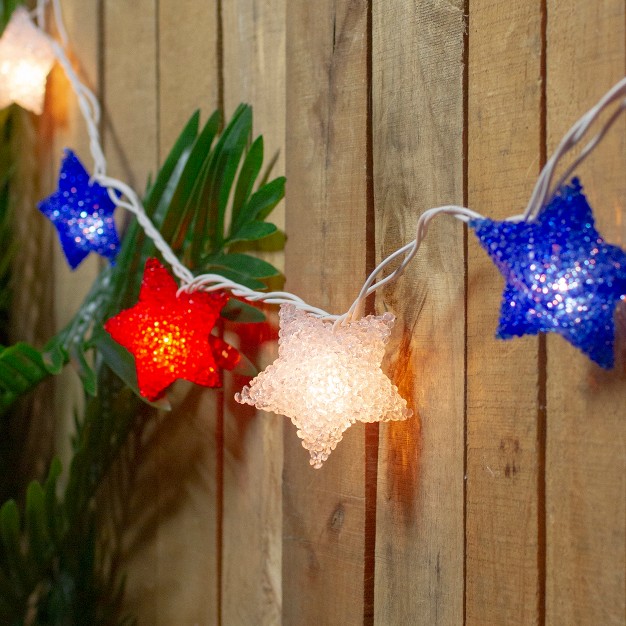 Northlight 10ct Patriotic 4th Of July Star Shaped Outdoor String Lights 6 x27 White Wire