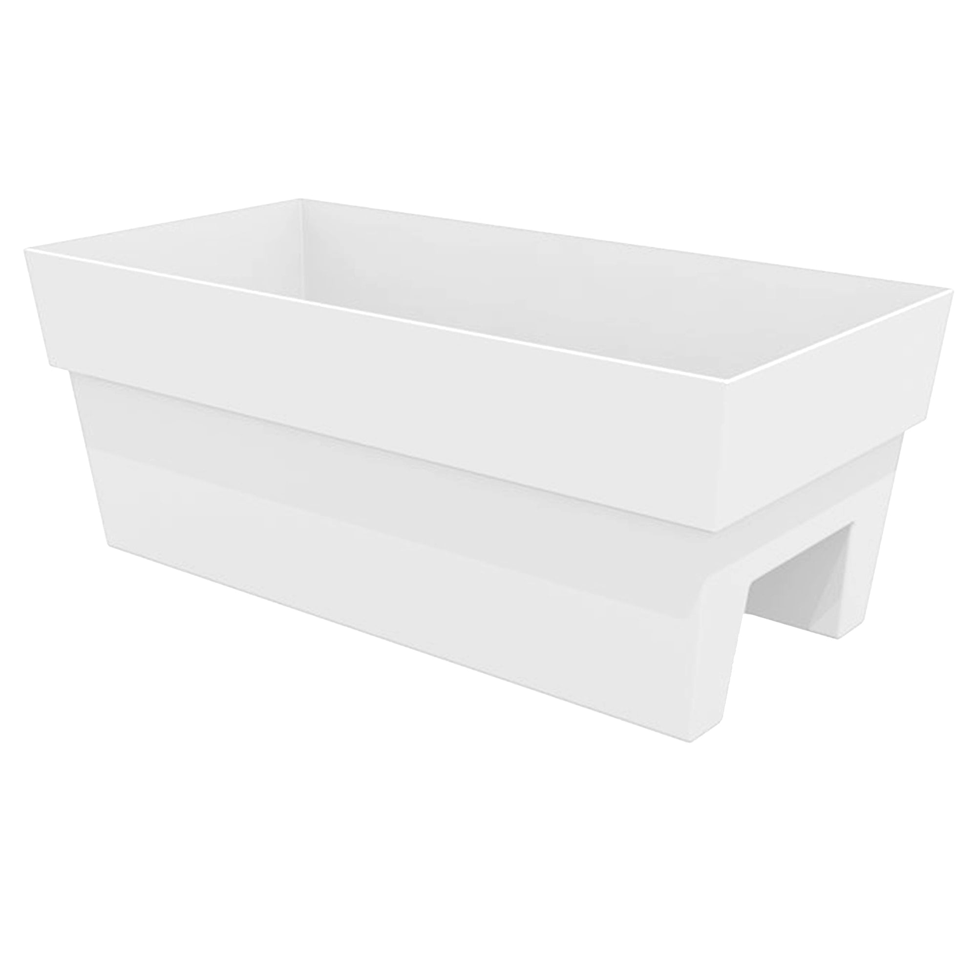 Bloem Finley Deck Rail Rectangle Planter: 24" - Casper White - Matte Finish, Fits Rail Sizes 3"-6", 100% Recycled Plastic Box, For Indoor and Outdoor Use, Gardening, 7.5 Gallon Capacity