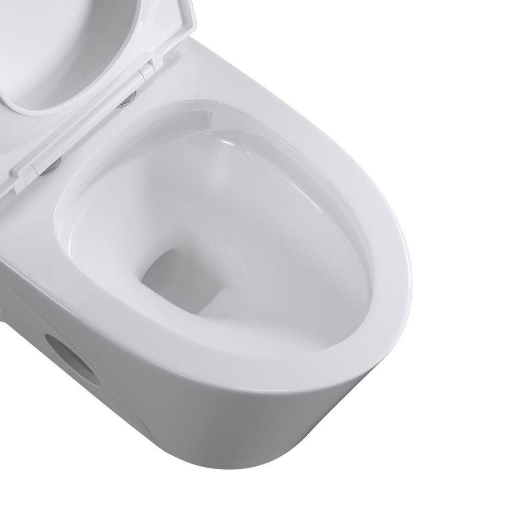 BTCSTAR Clea Rough in 12 in. 1-piece 1.6 GPF Dual Flush Elongated Toilet in Glossy White Closed One Piece Toilet Seat Included BTCMTL0812WH