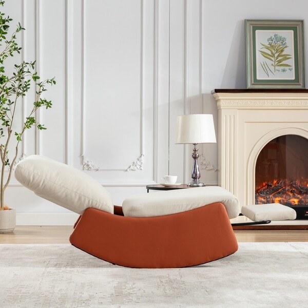 Modern Upholstered Comfy Rocker Nursery Chair with Footrest