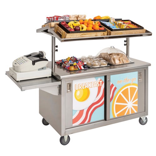 High-Volume Breakfast Cart by Hubert - Double-Sided Stainless Steel Frame