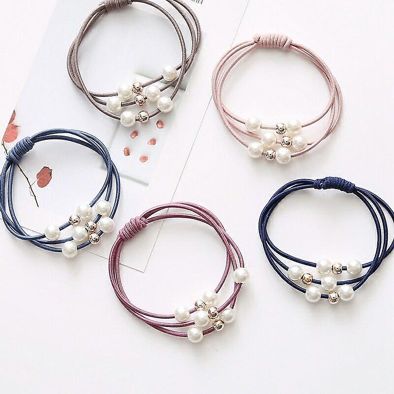 Pig Large Intestine Hair Circle Female Lovely Head Rope Set Korean Version Velvet Solid Color Cloth Circle Pearl Rubber Band Color Circle