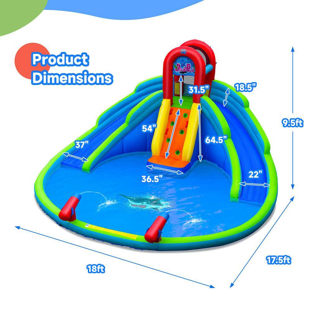 Gymax Inflatable Waterslide Wet and Dry Bounce House with Upgraded Handrail Blower Excluded GYM09328