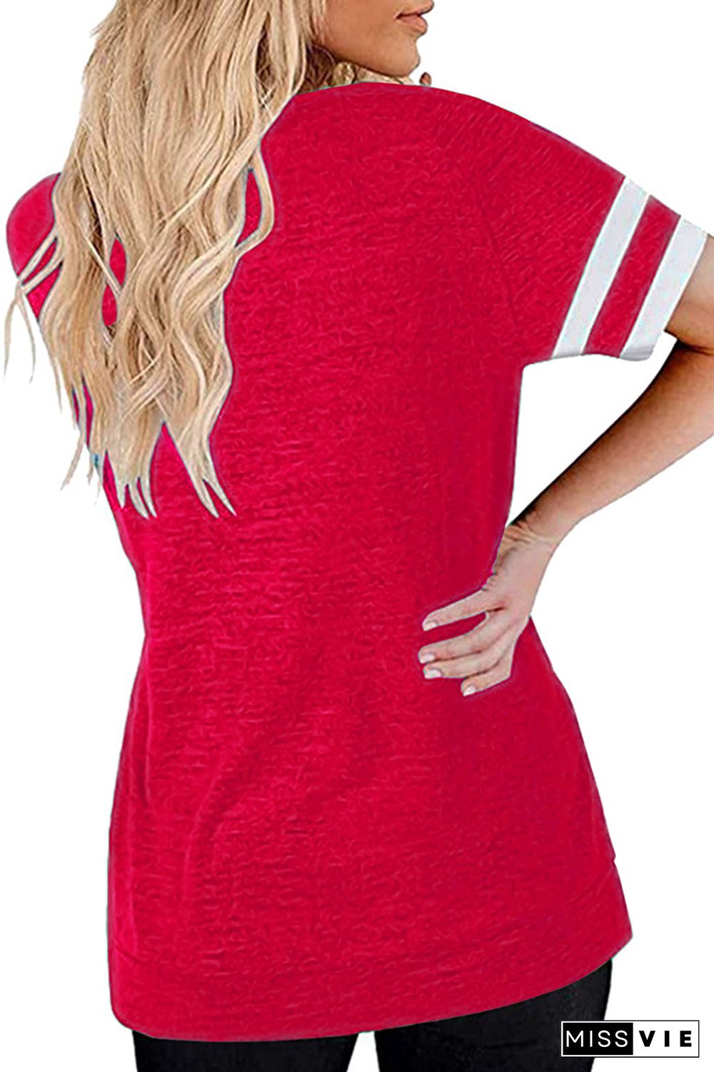 Red Round Neck Short Sleeve T-shirt