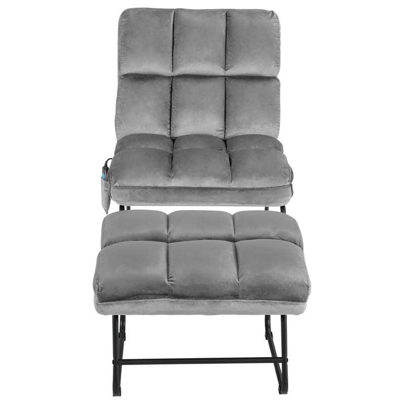 Massage Velvet Accent Sofa Chair with Ottoman, Electric Massage Couch for Living Room