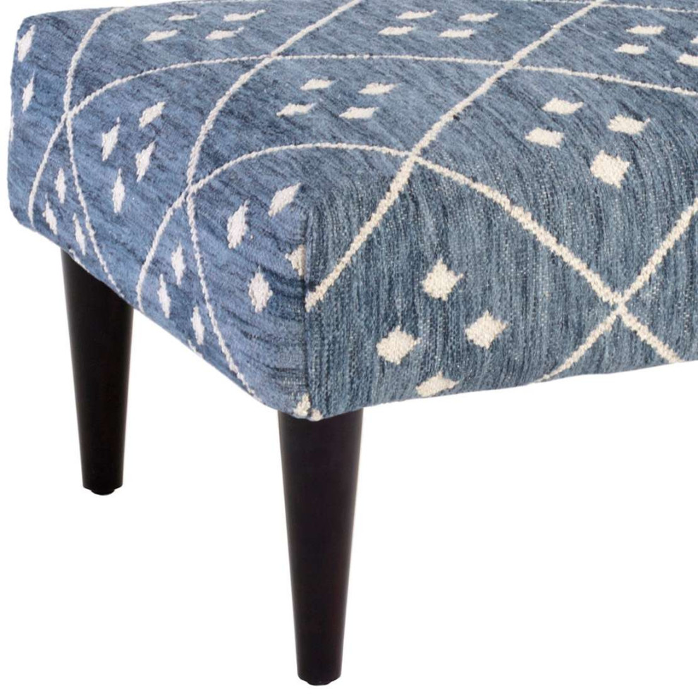 Kota Indigo Tapered Tobacco Leg Rug Ottoman   Midcentury   Footstools And Ottomans   by Annie Selke  Houzz