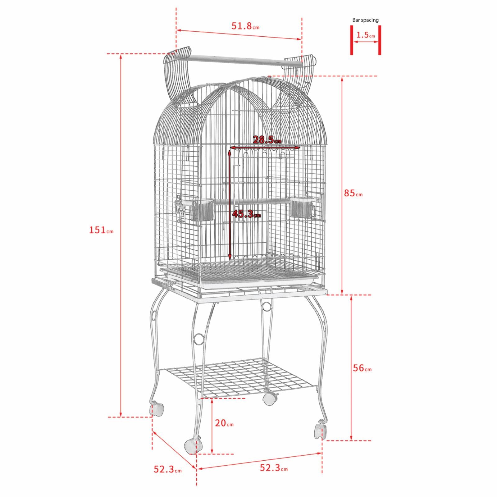 A and E Cage Co. Dome Top Bird Cage-Black