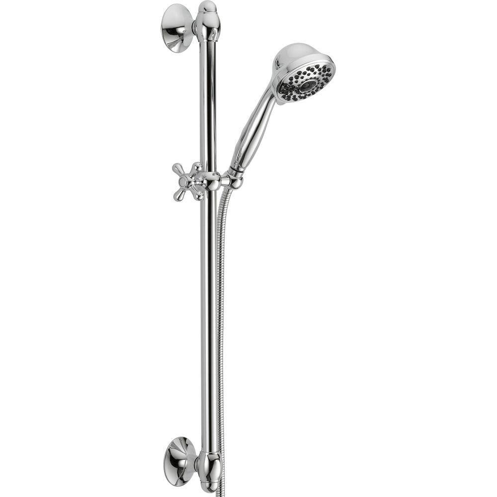 Delta 7-Spray Patterns 1.75 GPM 3.81 in. Wall Mount Handheld Shower Head in Chrome 51708