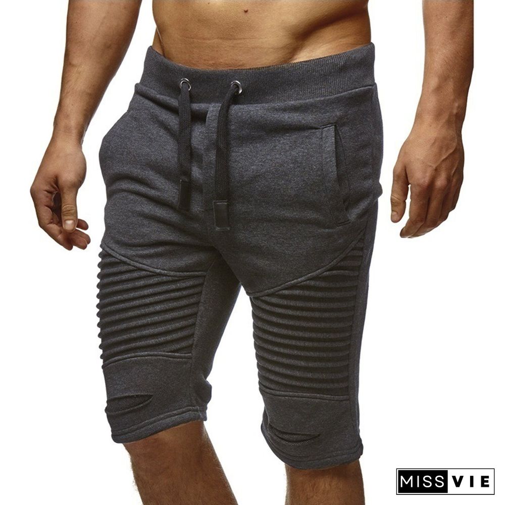 Wrinkled Casual Slim Fit Tethered Track Shorts