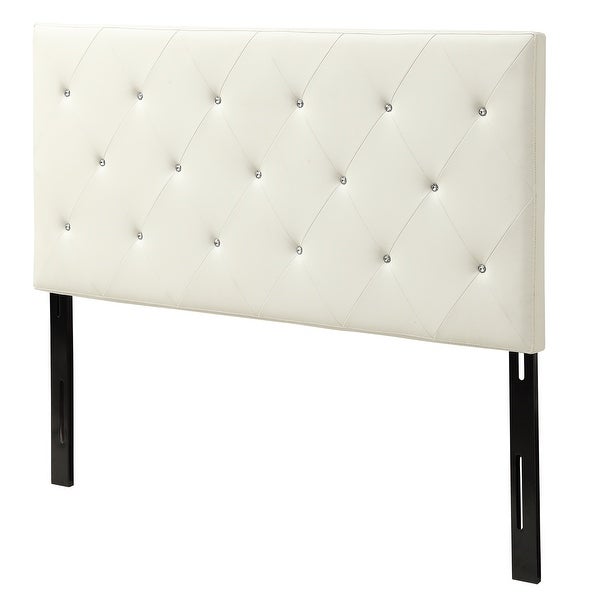 Silver Orchid Heston Contemporary Crystal Diamond Tufted Black Headboard - - 21906887