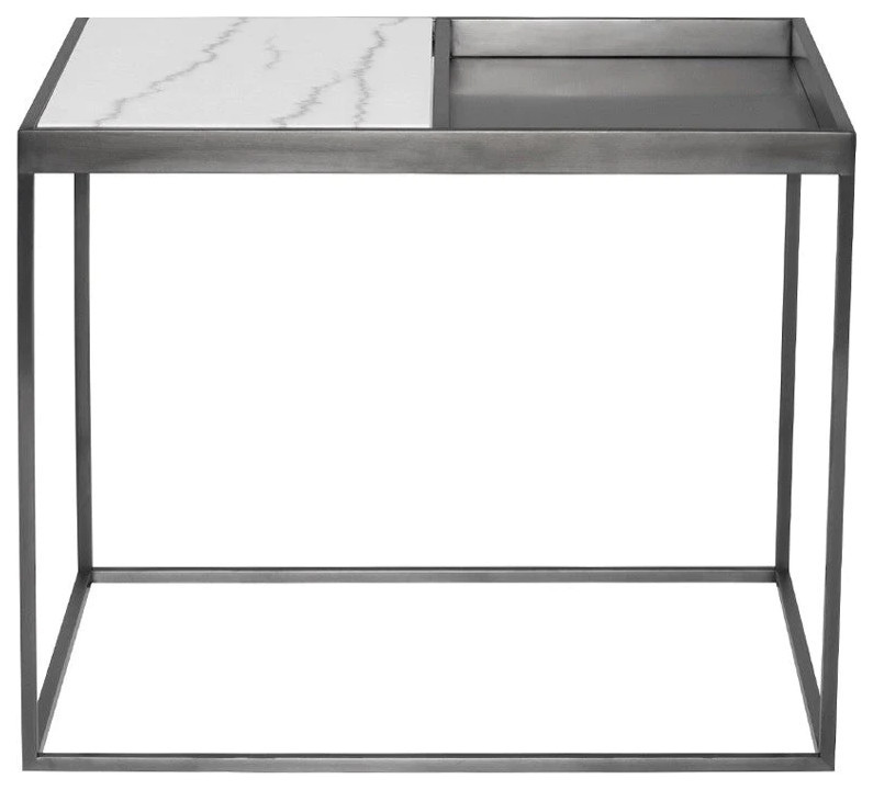 Cedric White Marble Side Table   Transitional   Side Tables And End Tables   by Virgil Stanis Design  Houzz