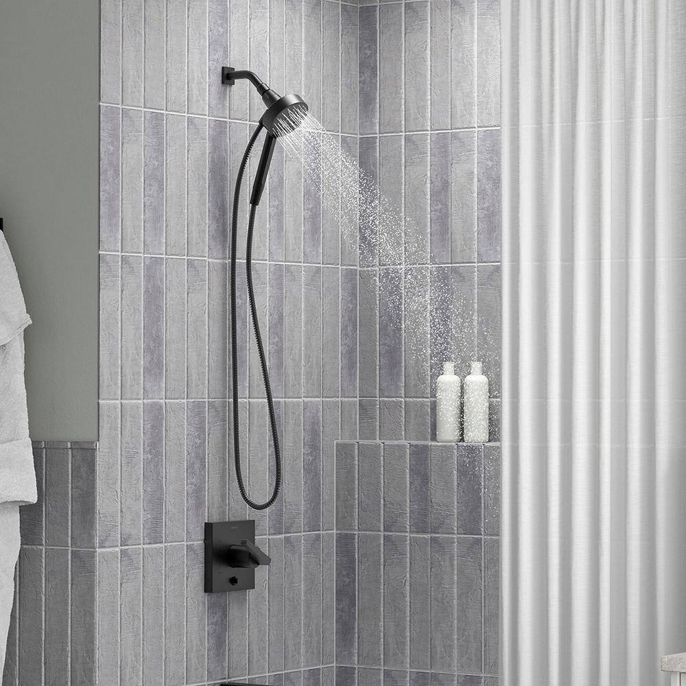 KOHLER Lively 4-Spray Patterns 4. 3125 in. Wall Mount Handheld Shower Head with Hose in Matte Black REC26822-G-BL