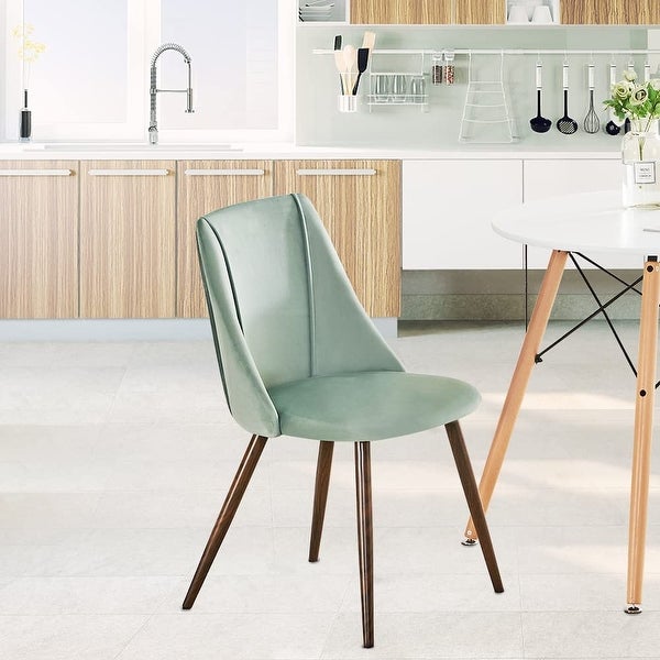 1PC Dining Chair， Velvet Upholstered Kitchen Chair Modern Dining Room Side Chair with Soft Seat/Metal Legs - N/A