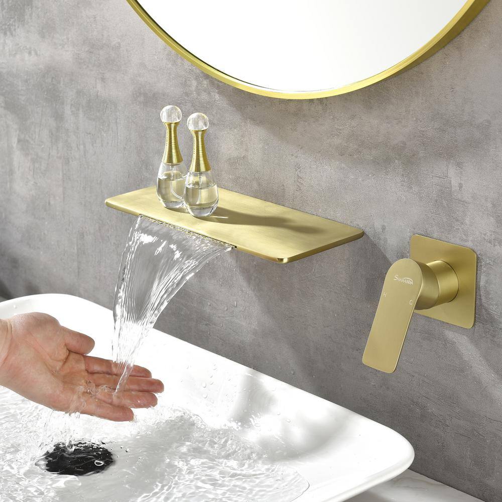 Boyel Living Single Handle Wall Mounted Faucet with Valve in Brushed Gold SMD-2415BG