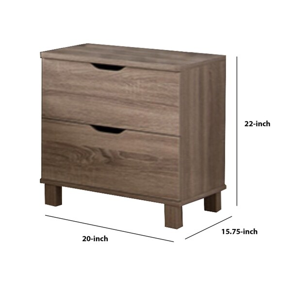 Urbane Brown Finish Nightstand With 2 Drawers On Metal Glides. - - 18077809