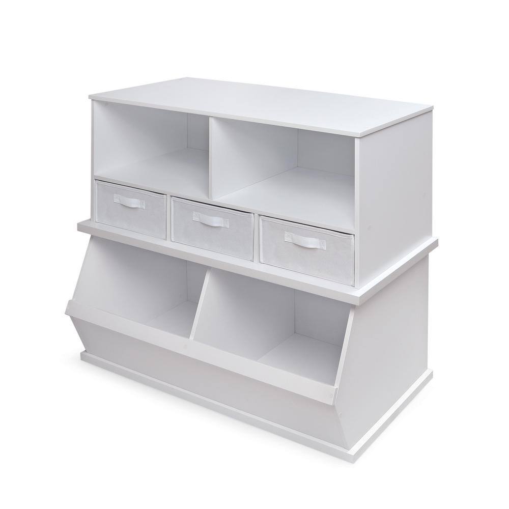 Badger Basket 37 in. W x 17 in. H x 19 in. D White Stackable 2-Storage Cubbies 97733