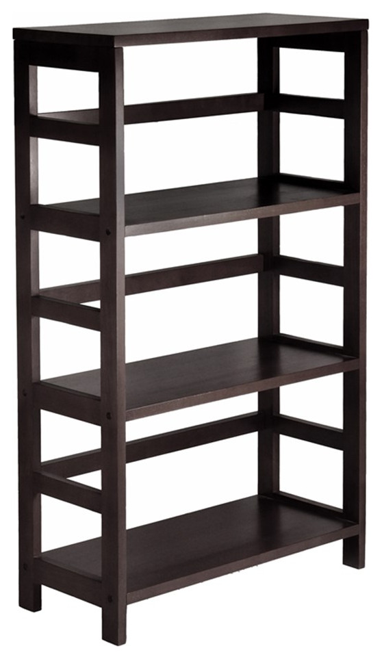 Winsome Torino 2 Shelf Solid Wood Basket Bookcase in Espresso and Black   Transitional   Bookcases   by Homesquare  Houzz