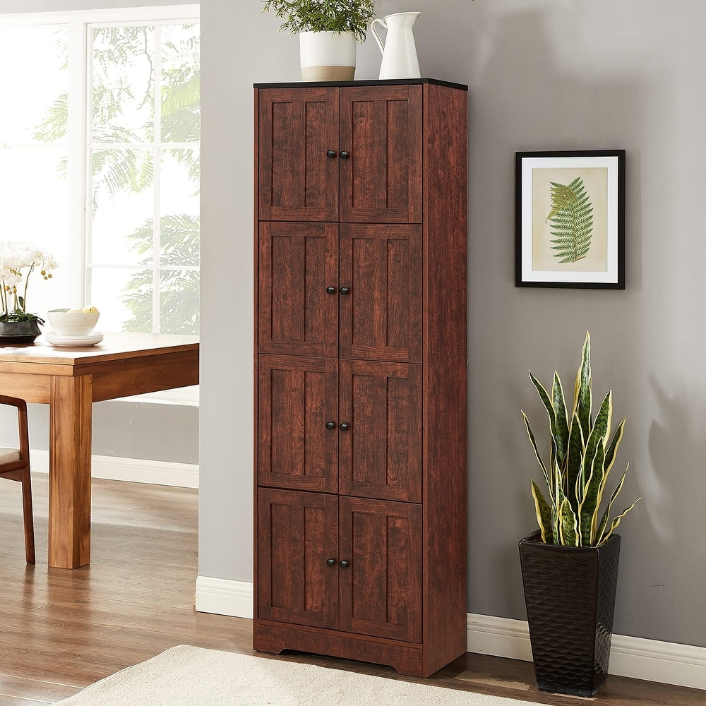 Tall Storage Cabinet with 4 Doors and 4 Shelves